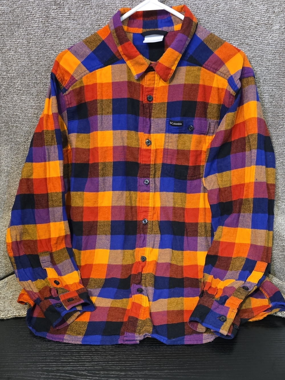 Columbia Orange Blue Purple Plaid Button-Down Shirt